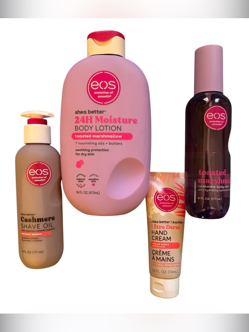 EOS BUNDLE Toasted Marshmallow & Coconut Waters Body Lotion Body Mist Shave Oil